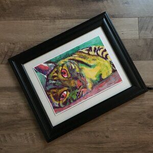 Sheffield Home Large Black Picture Frame with Mounting + 3 Cat Prints